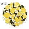Tabletop Scratch Protector Pads Lemon Lace Placemat, Clear Embroidery Style Table Mat with Citrus Fruit Decorative Dining Placemats Leaf Design,