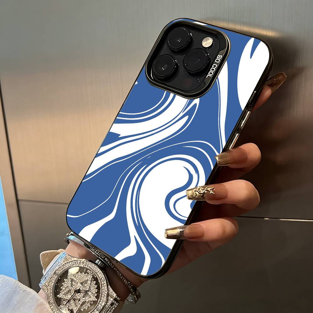 Abstract -FluidWavy Pattern Phone Case For iPhone 17,16,15,14,13,12,11 Plus Pro Max Colored Silver Phone Case