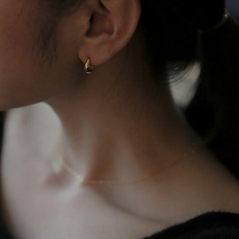 modernlike 14K gold-filled water drop ball one-touch earrings