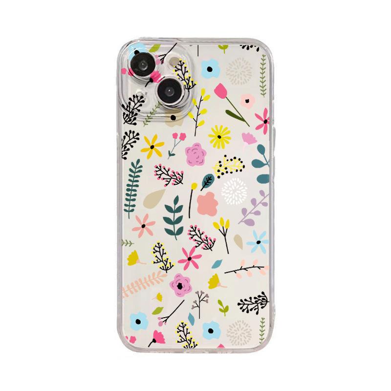 UV-Lackierte Blume und Gras Apfel 16 Handyhülle iphone17promax transparent stoßfest 15 weiche Hülle Schutzhülle 12pm