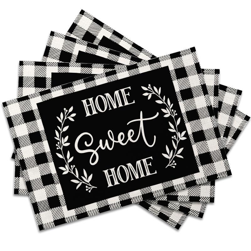4Pcs, Black and White Checkered Letter Placemats, the Best Placemats, Washable, Suitable for Holiday Parties, Home Decor
