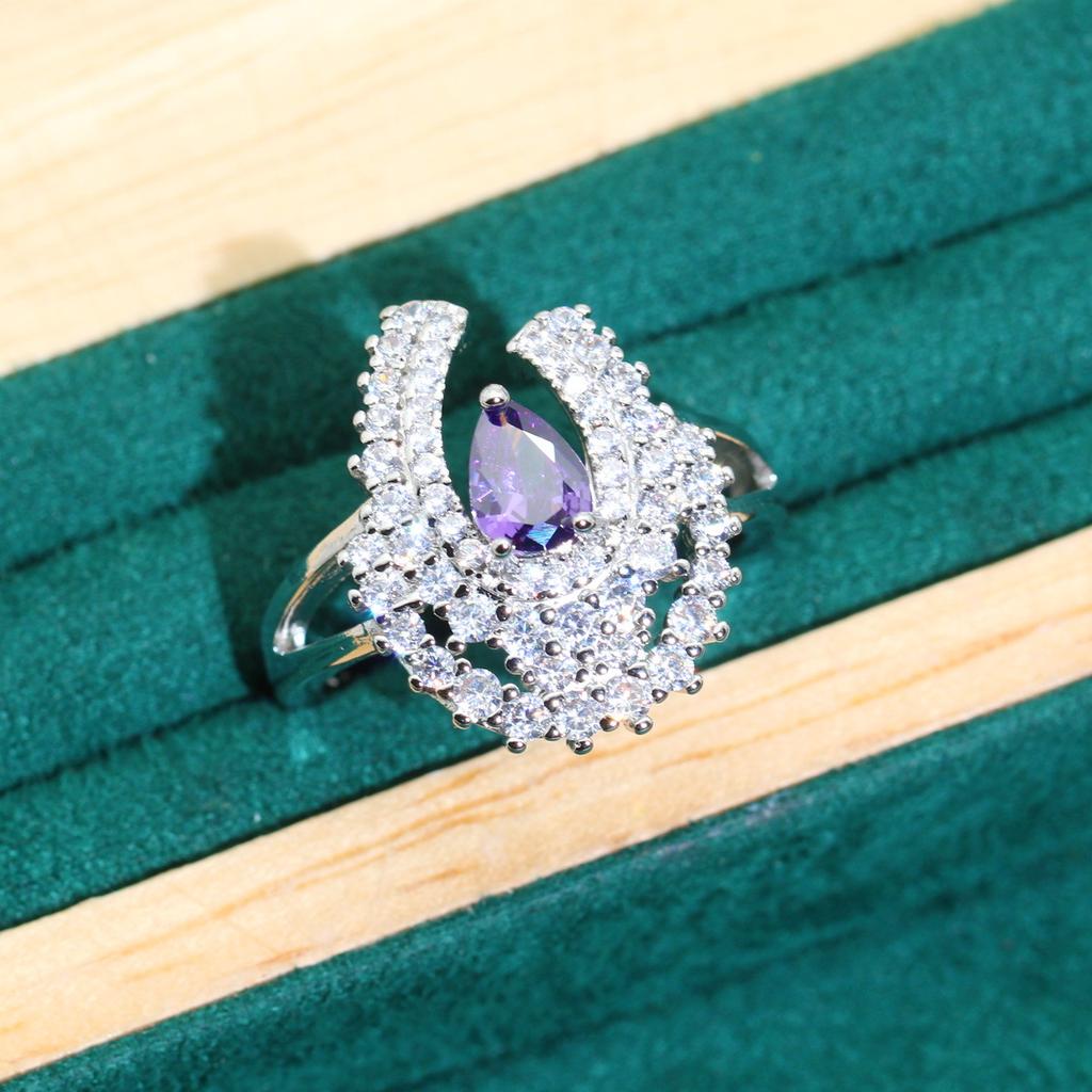 Europe and The United States Hot Purple Zircon Bracelet Necklace Earrings Lady Jewelry Set