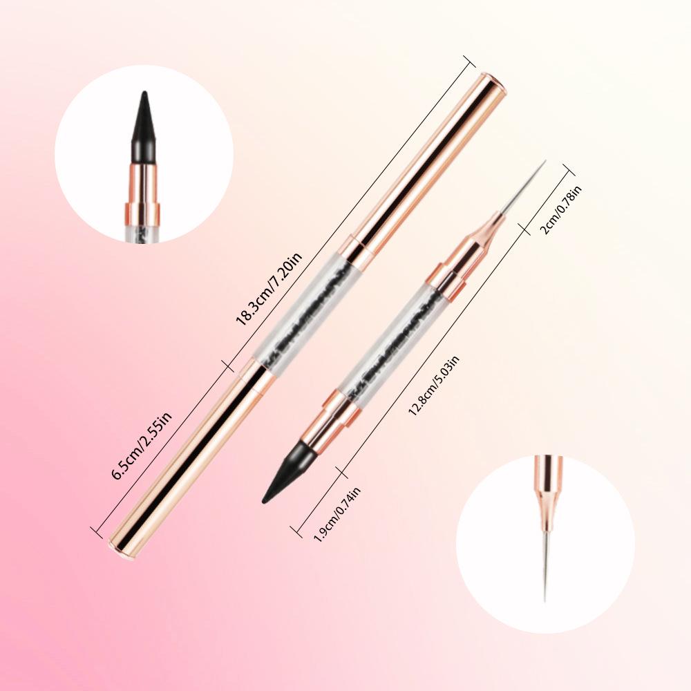 Double-Ended Rhinestone Picker Wax Pencil with Bright Silver Metal Rod and Copper Tube for Nail Art