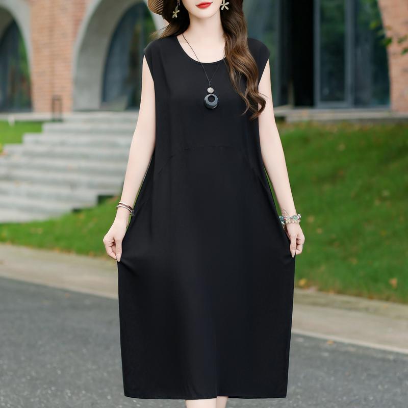 Casual Women's Dresses Summer Vintage Clothes Plus Size Sleeveless Loose Long Dress