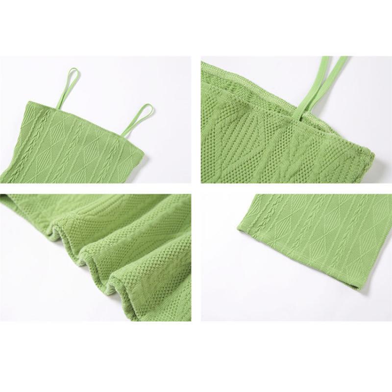 WTEMPO Brand French Avocado Green Knitted Suspender Skirt Slim Slim Waist Wrap Hip Skirt Diamond Check Khaki Retro Dresses