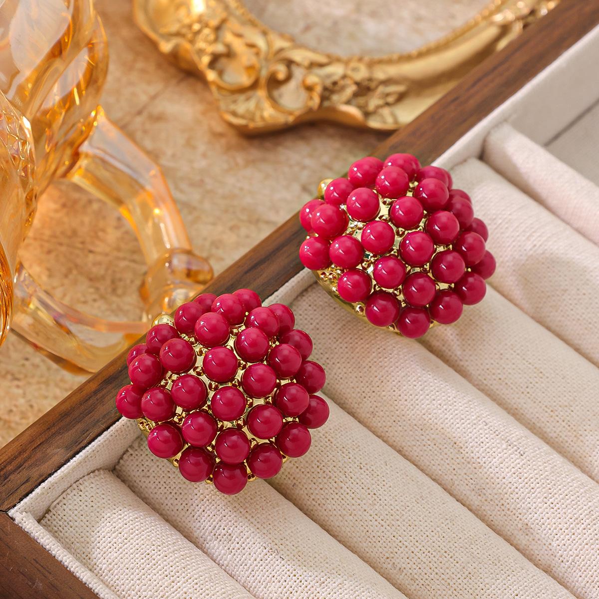 

DIY Japanese Korean Cross Border Jewelry Alloy Purple Pearl 16MM Round Bead Earnail