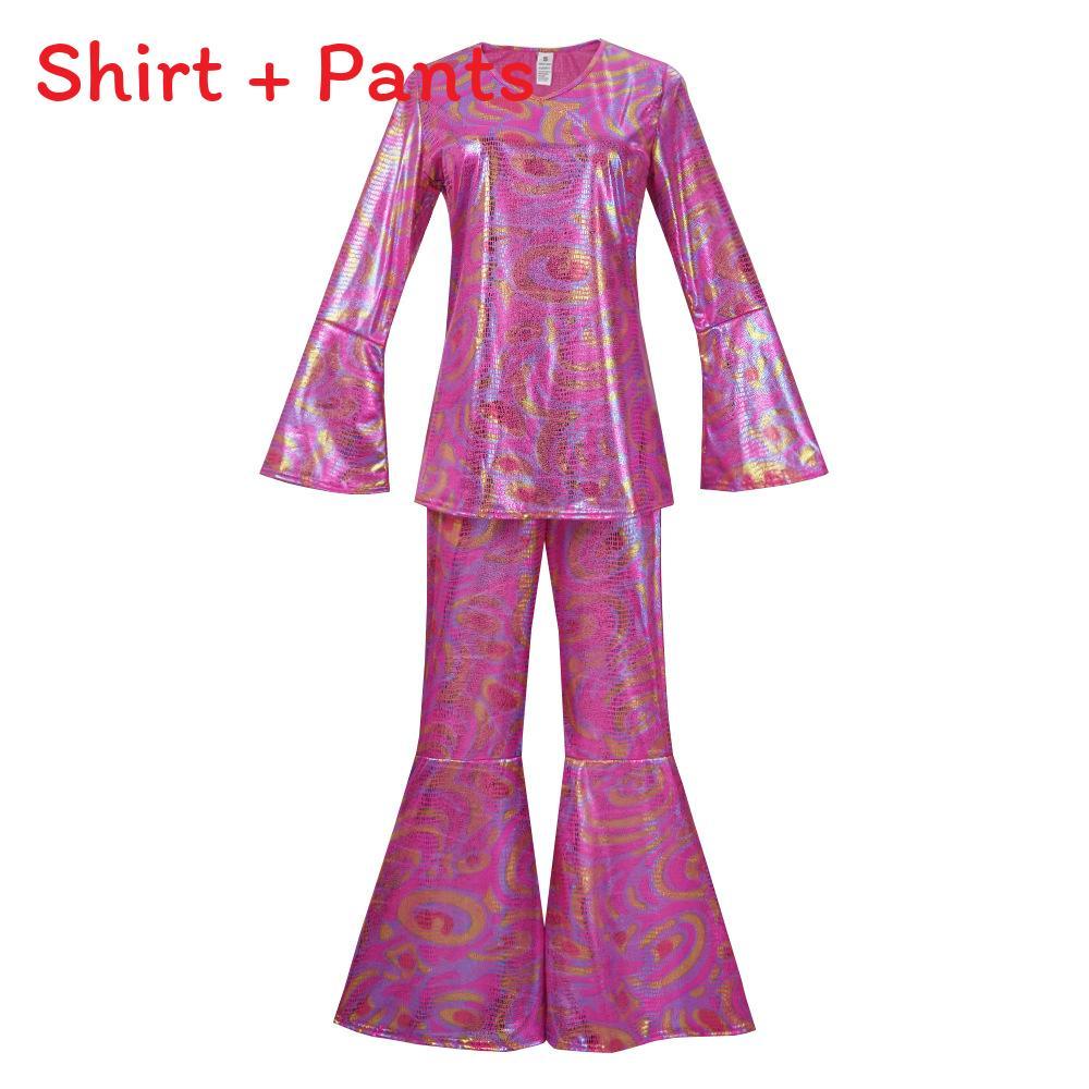 Disco Party Costume Set For Women With Polyester Fabric For Halloween And Cosplay Events
