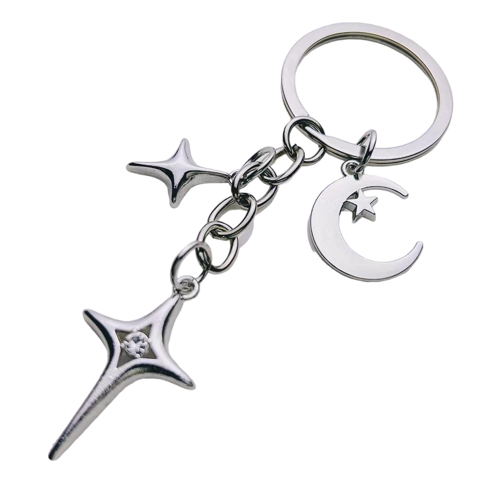 

Элегантный брелок «Луна и звезда» ручной работы из сплава, подарок дружбы, брелок, шикарное украшение для сумки для модных личностей E