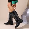 Martin boots summer new western boots cowboy knight boots women's long tube embroidery thread retro cowboy boots autumn