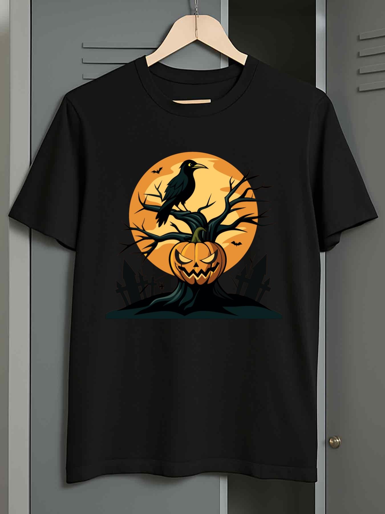 Men s T-Shirt Y2K Halloween Printfunny Shirts 100 Black S