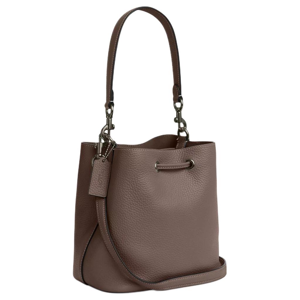 Coach Rowan 21 Logo Leather Tote Bag Small Women Tote Bags Dark-Stone CBH06-QBCBD