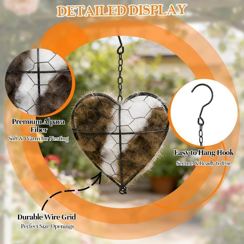 1PC Bird Nesting Heart Outdoor Yard Art