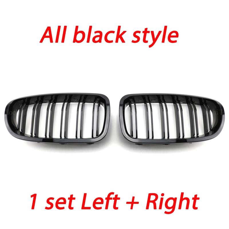 2Pcs Car Style Gloss Black Front Kidney Double Slat Grill Grille for BMW 5 Series F10 F11 F18 2010-2017 Dual Line Racing Grilles