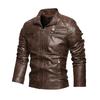 Men's Autumn And Winter Men High Quality Fashion Coat Leather Jacket Motorcycle Style Male Business Casual Jackets For Men Black Warm Overcoat