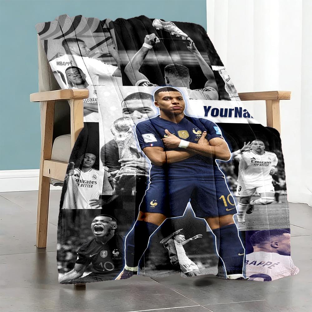 Mbappe 126 Customize Your Name Blanket Cozy Customizable Blanket Warmthful Decor Suitable for Office Nap Picnics Sofa for All Occasions