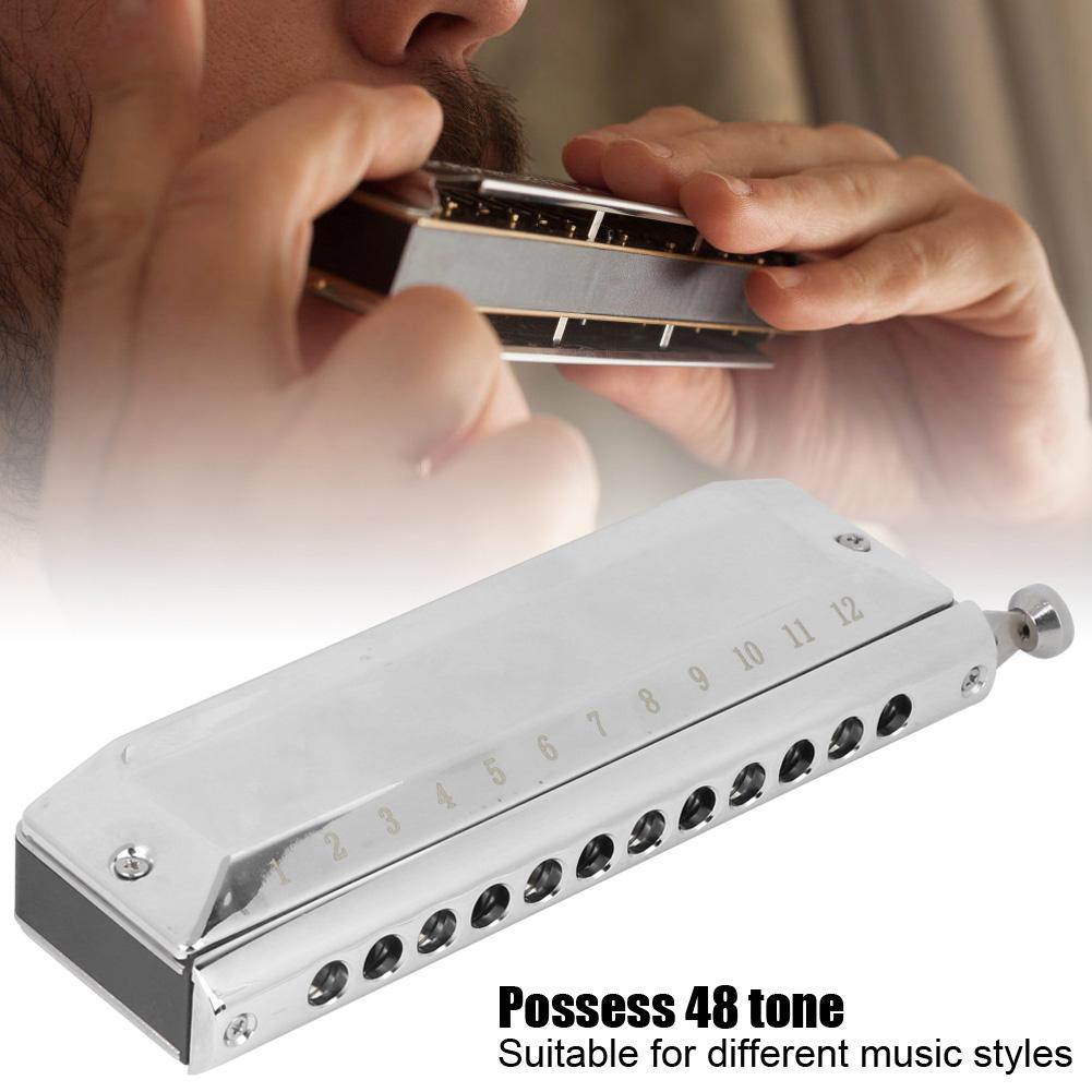 Chromatic Harmonica C Key 12 Hole 48 Tone Stainless Steel Professional Playing Mouth Organ