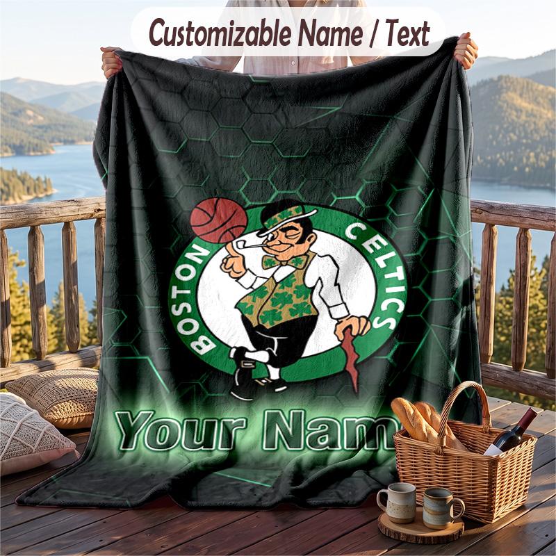 Flannel Blanket Celtic FC Print Custom Name Text Soft Throw for Sofa Bed