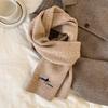 New Autumn and Winter Knitted Wool Scarf for Women Korean Version Versatile Embroidered Dachshund Woolen Neck Scarf Thickened Warm Scarf