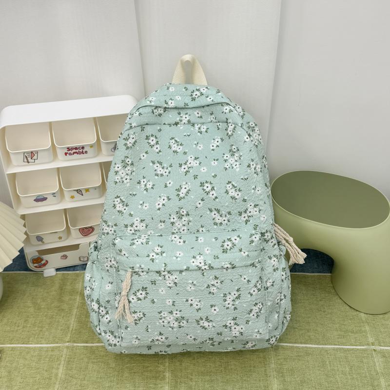 Schoolbag New Japanese Ins Style Literary Floral Schoolbag Women's High Value Fresh and Versatile Backpack Leisure Travel Backpack