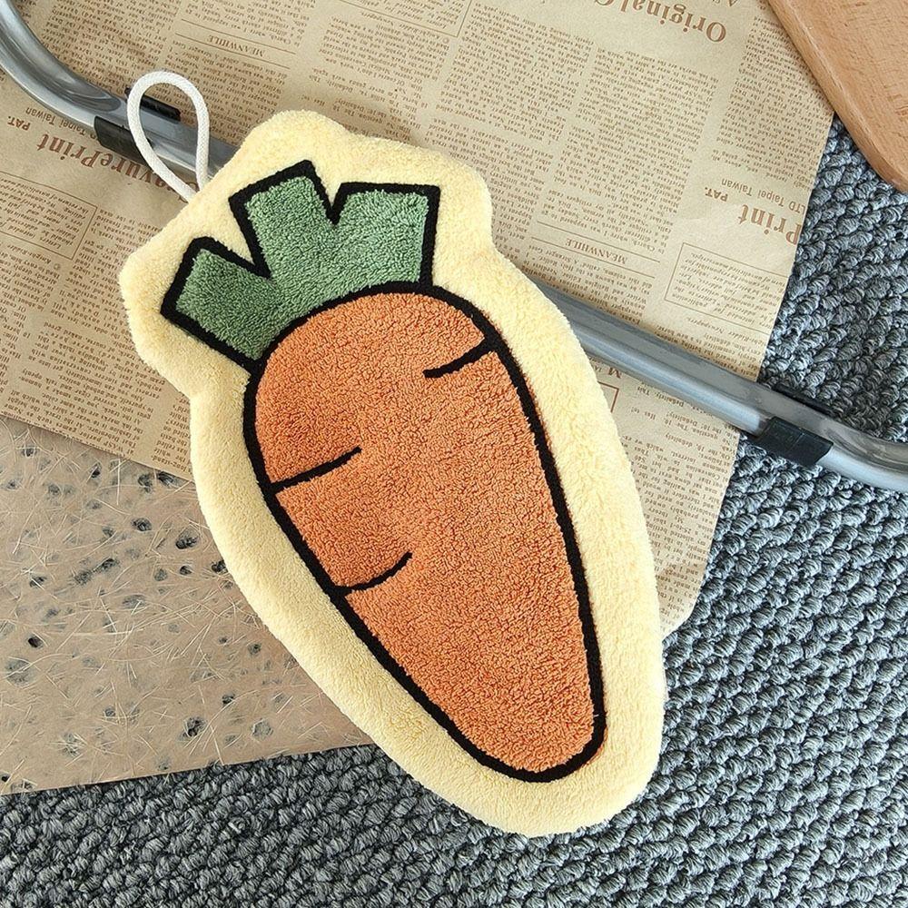 Carrot Hand Towels Vegetables Wall Hanging Rag Creativity Handkerchief Kitchen Bathroom