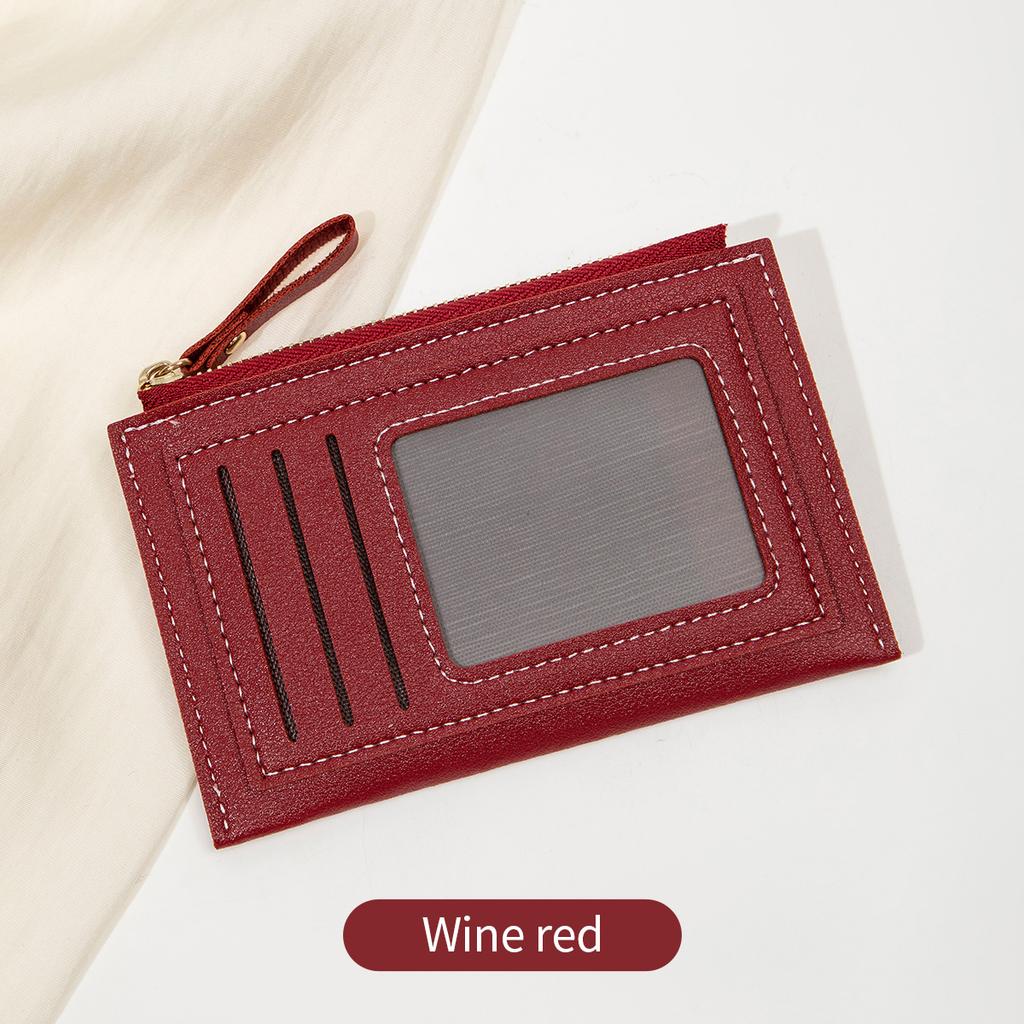 Fashionable ultra-thin women's card bag simple mini compact PU leather credit card wallet portable short multi slot zero wallet
