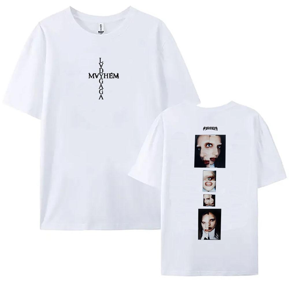 

Unisex Streetwear MayhemAlbum 2025 New Fashion Tshirts Lady Gaga Singer Printing Tshirt Cotton Summer Short Sleeve Tees Women S