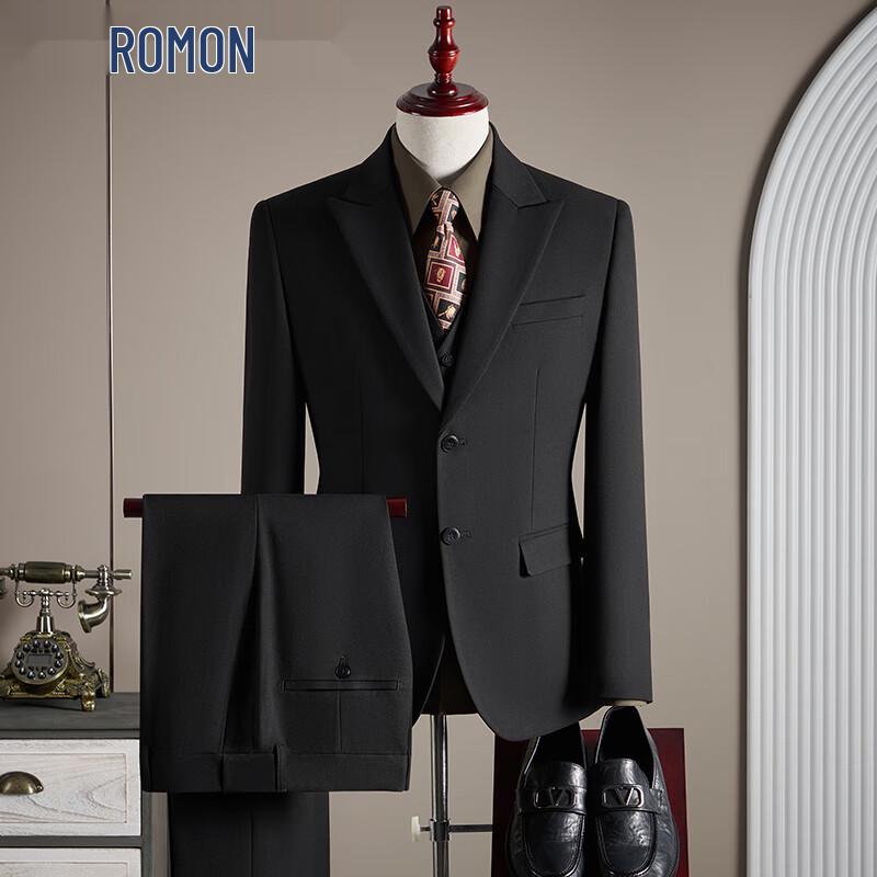 ROMON Men s Business Formal Wool Blend 3-Piece Suit Set 3XL