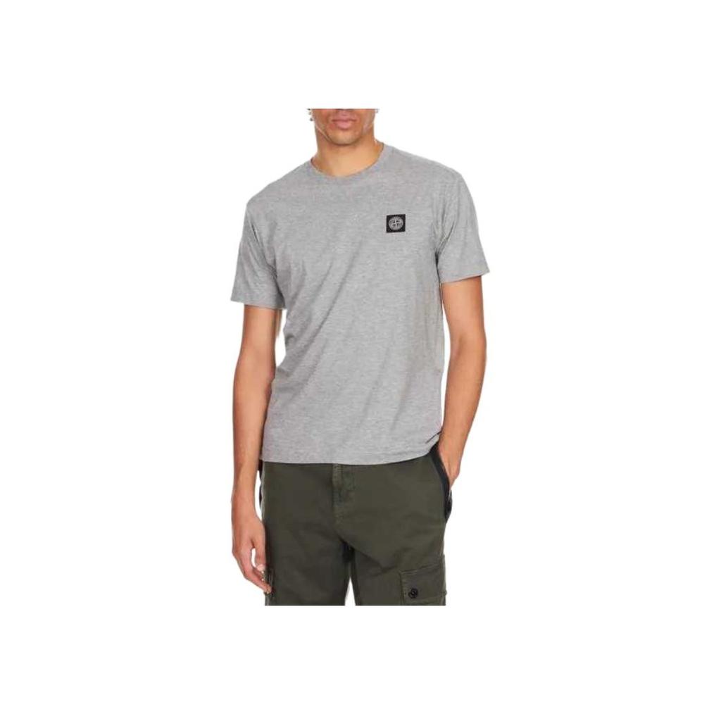 STONE ISLAND FW24 Cotton Solid Color Badge Crew Neck Short Sleeve T-Shirt Men Tops Gray 811524113-A0M64