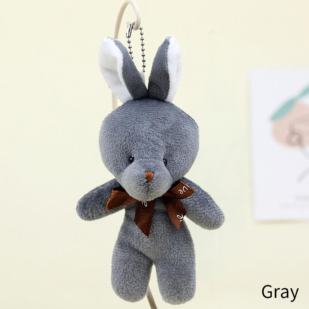 16CM Plush Toy Rabbit with Ribbon Bow Siamese Rabbits Toys Key Chain Pendant Gifts for Children Kids Toy Wedding Gifts