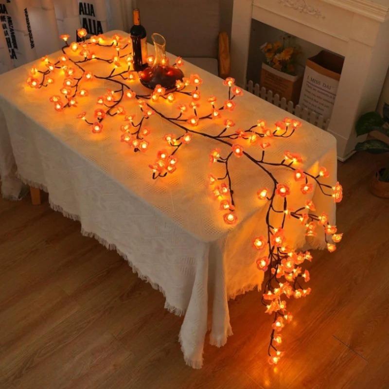 USB Rechargeable Maple Leaf Branch Light, 8 Modes Bendable Fall Maple Vine LED Wall Decor Lamp for Autumn Thanksgiving Home Mantel Decor