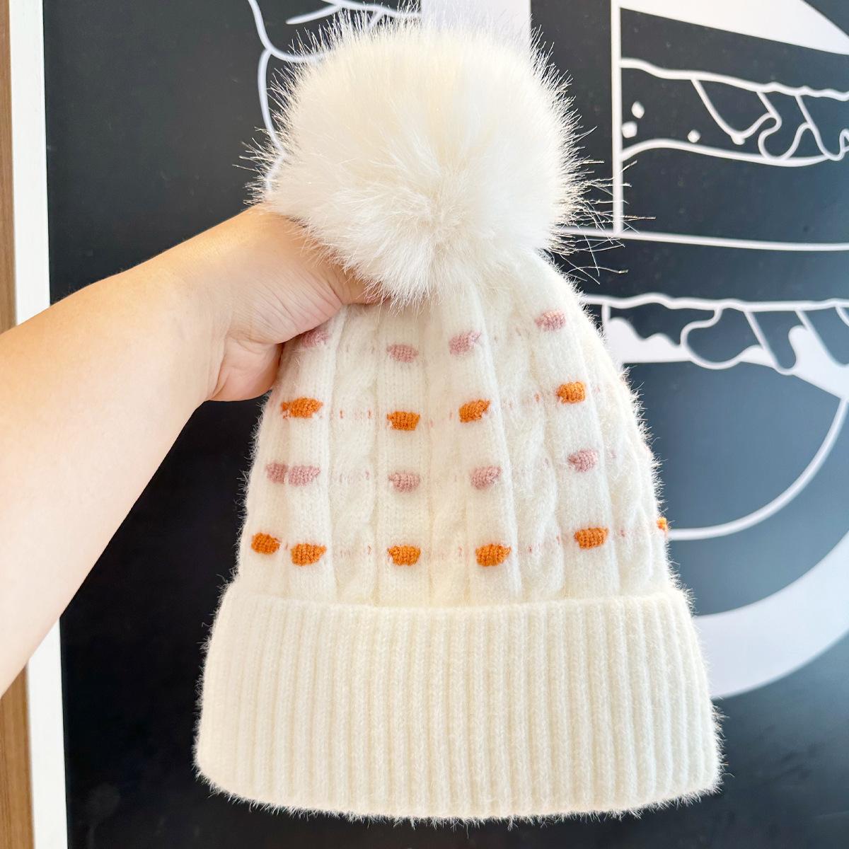 

Fashion Warm Winter Hat Thickened Ear Protection Knitted Cap Elastic Casual Pompoms Hat Women Beanie Hats Outdoor Ski Hat білий