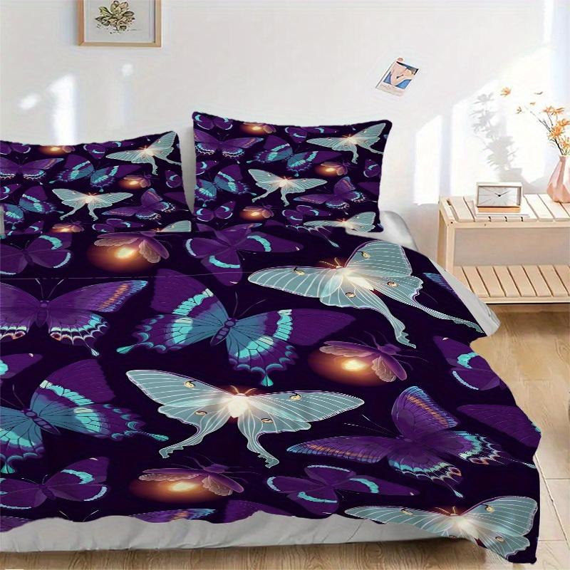 

3pcs Butterfly Print Bedding Set, Suitable for Bedroom Decoration, (Includes 1 Duvet Cover And 2 Pillowcases, Quilt Not Included) yy250822110 135x200cm