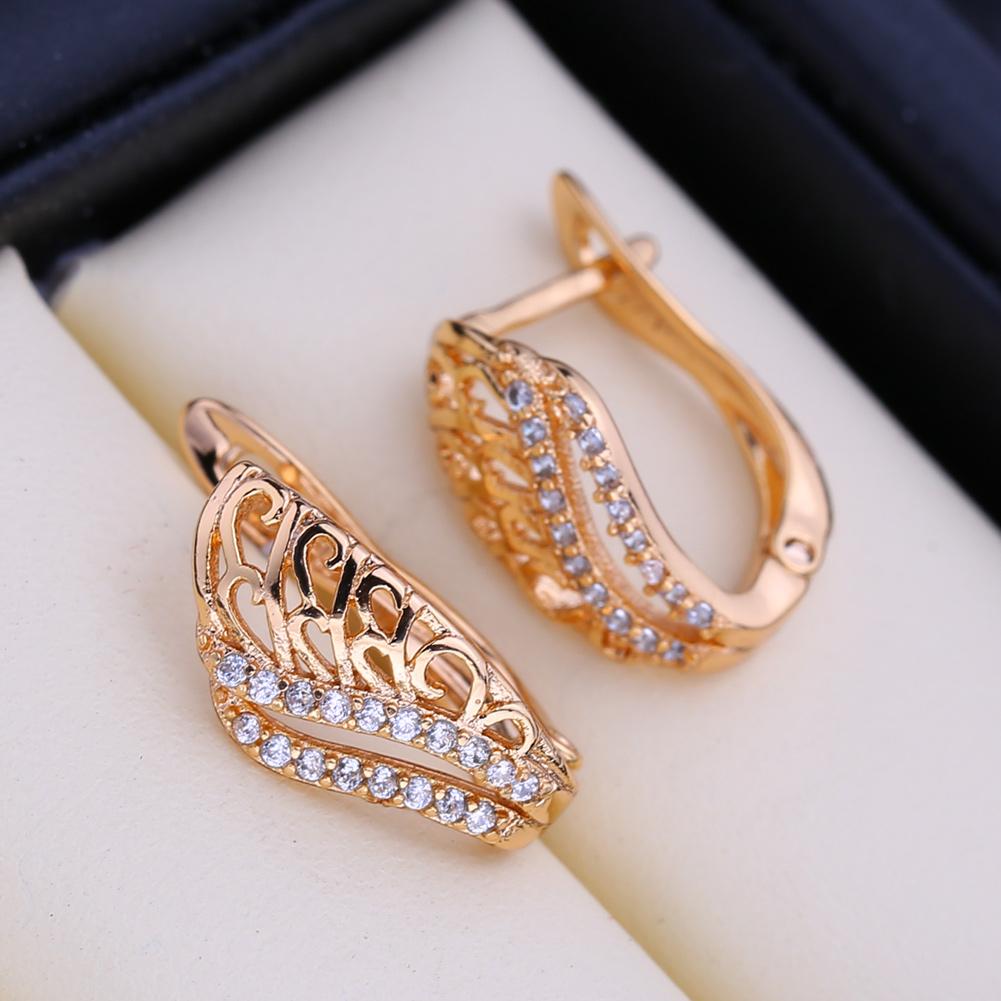 FEEYOO klips øredobber Rose gull farge mote øredobber for kvinner Cubic Zirconia stud øredobber Smykker