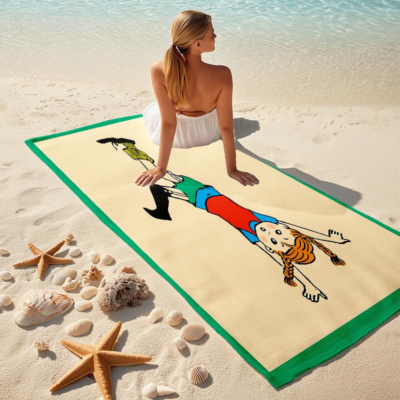 1 pièce Serviette de Plage Aventure de Pippi Serviette de Plage Microfibre Fine Absorbante Pour Plage Natation Yoga Bain Sports 0917274