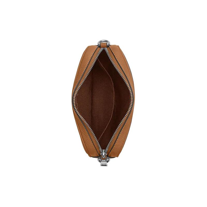 Coach JAYDEN 19 Logo Letter Embossed Zipper Closure, Cow Leather, Shoulder Crossbody Bag, Small Size, Women's Light Brown