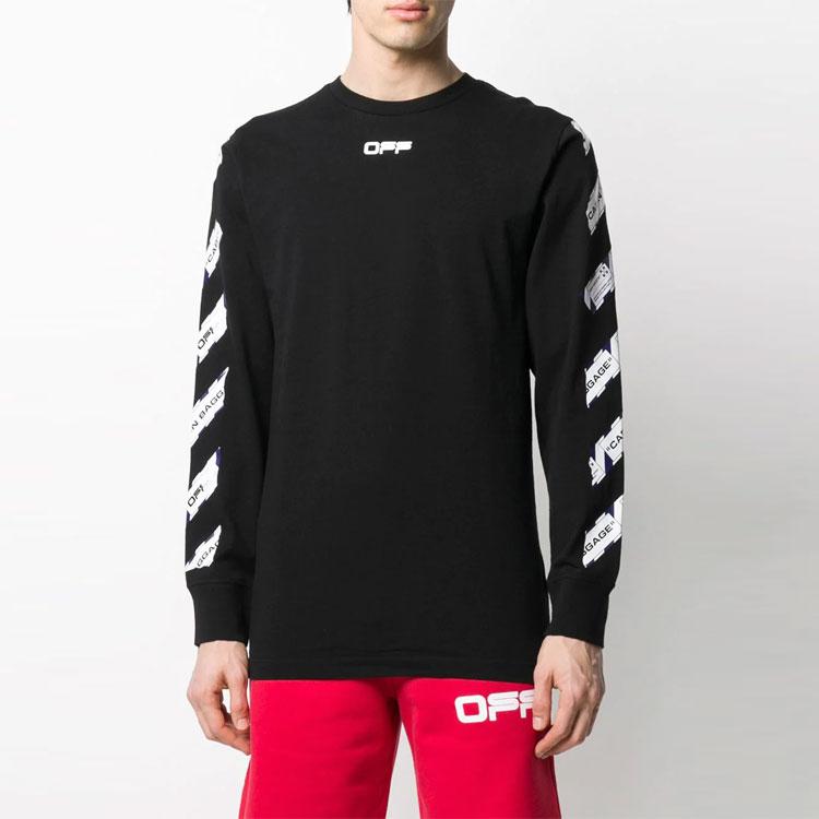 Off-White Airport Tape Long-Sleeve T-Shirt Black Men Tops OMAB001S201850031088