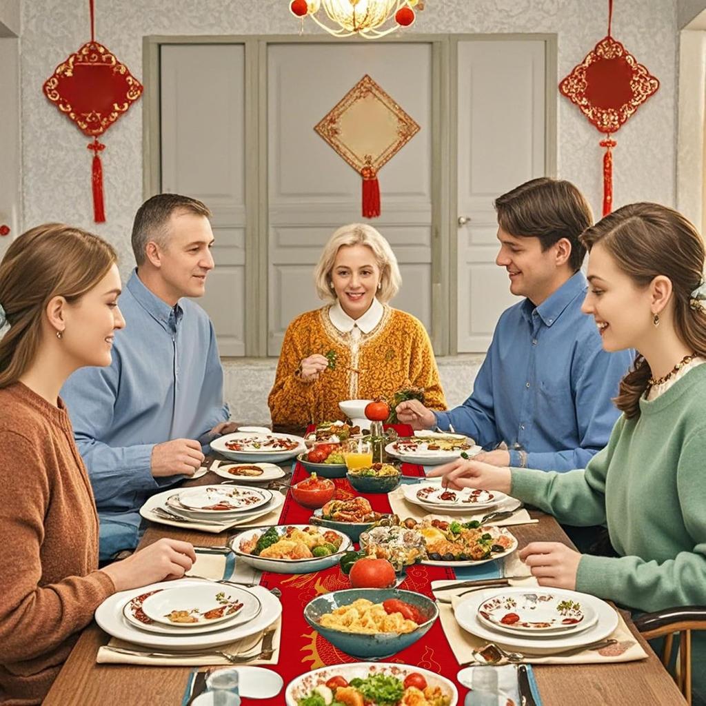 2 Pcs Chinese Dragon Printed Table Runner 13x72Inch China New Year Decorations Red Table Cover for Spring Festival Kitchen Dining Tables Decoration