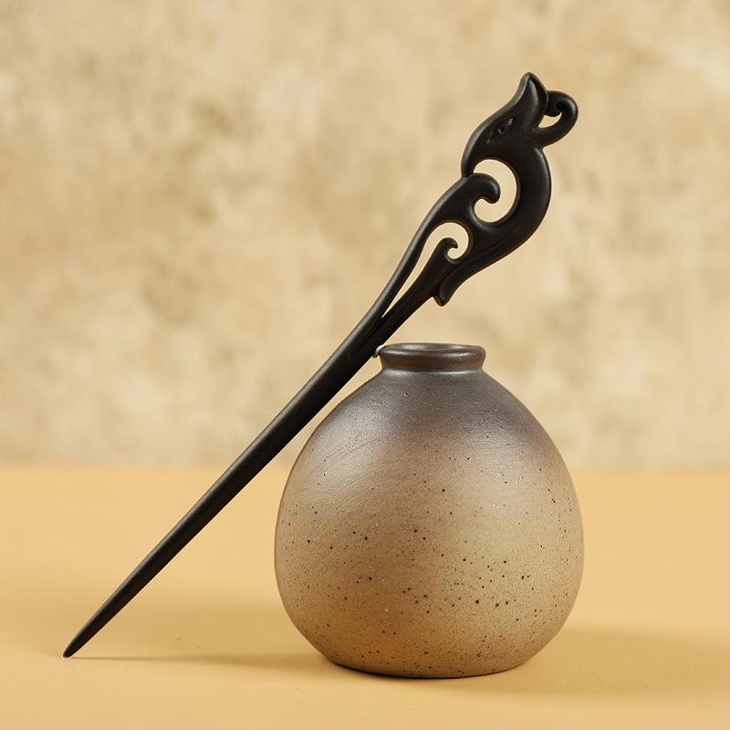 Antike Haarnadel Shen Guibao Ebenholz Haarnadel Geschnitzte Perlen Haarnadel Cheongsam Hanfu Accessoires Tägliche Scheibe Haar Kopfschmuck