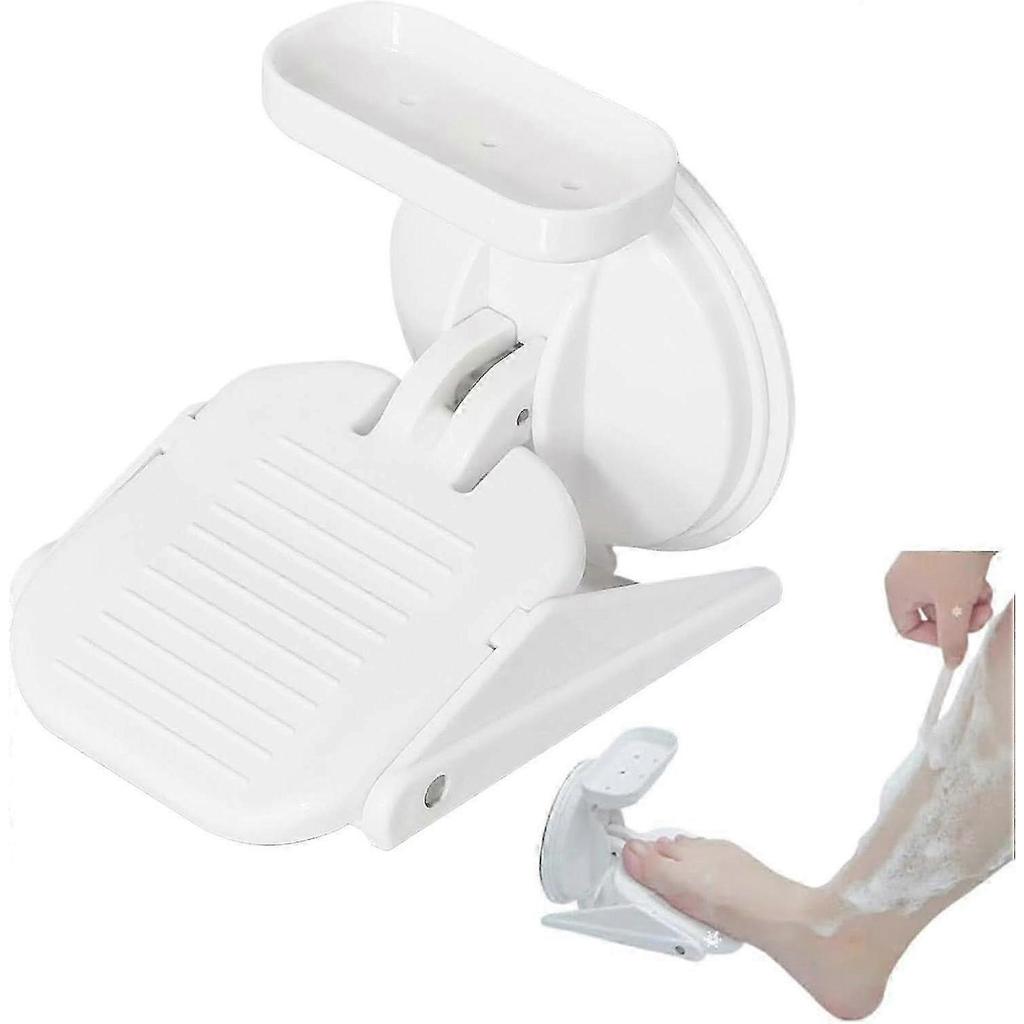 Shower Foot Rest for Shaving Legs, Foldable Shower Step for Shaving Legs with Powerful Suction Cup, Reusable Foot Rest Shower Stool with Small Storage
