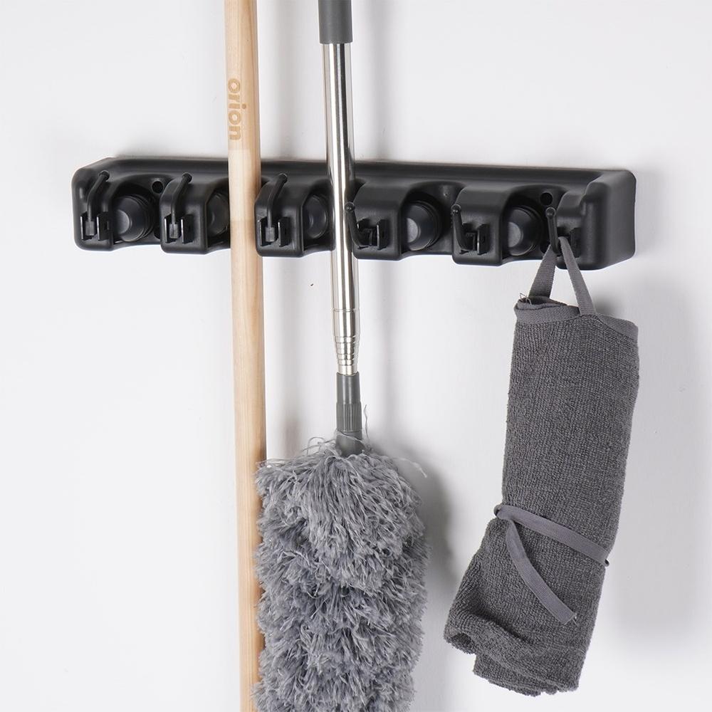 Wall Hanger Mop Broom Tool Holder Black Serial Clamp