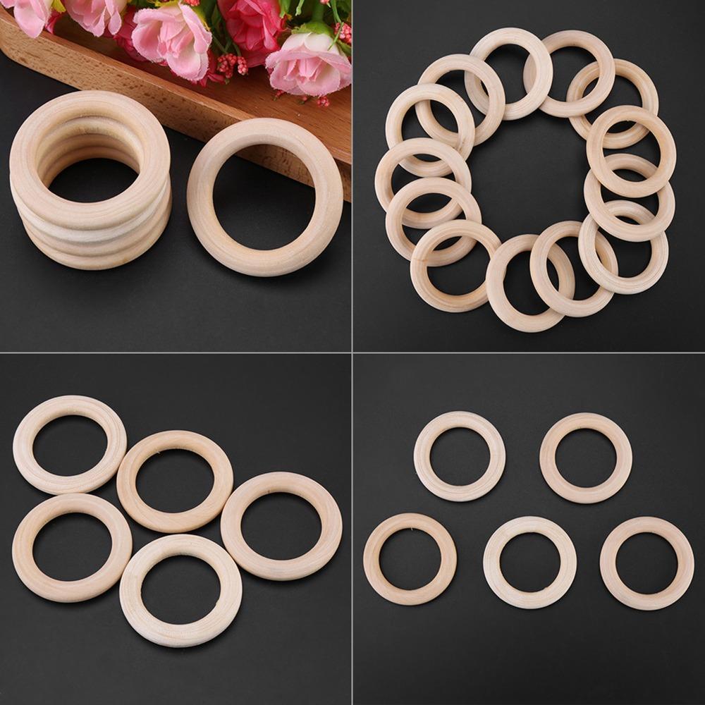 50PCS Wood Handmade DIY Wood Wooden Rings Round Unfinished Surface Unfinished Wood Rings 50MM Wooden Circles Craft Connectors
