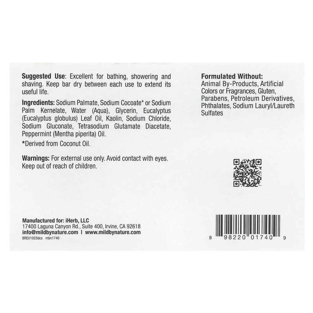 Mild By Nature Ancient Clay Soap, Eucalyptus & Peppermint, 141g (5oz)