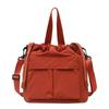 Casual Large Capacity Drawstring Shoulder Bag Women's Tote Bag Foldable Crossbody Bag Soft Nylon Material Square Shape