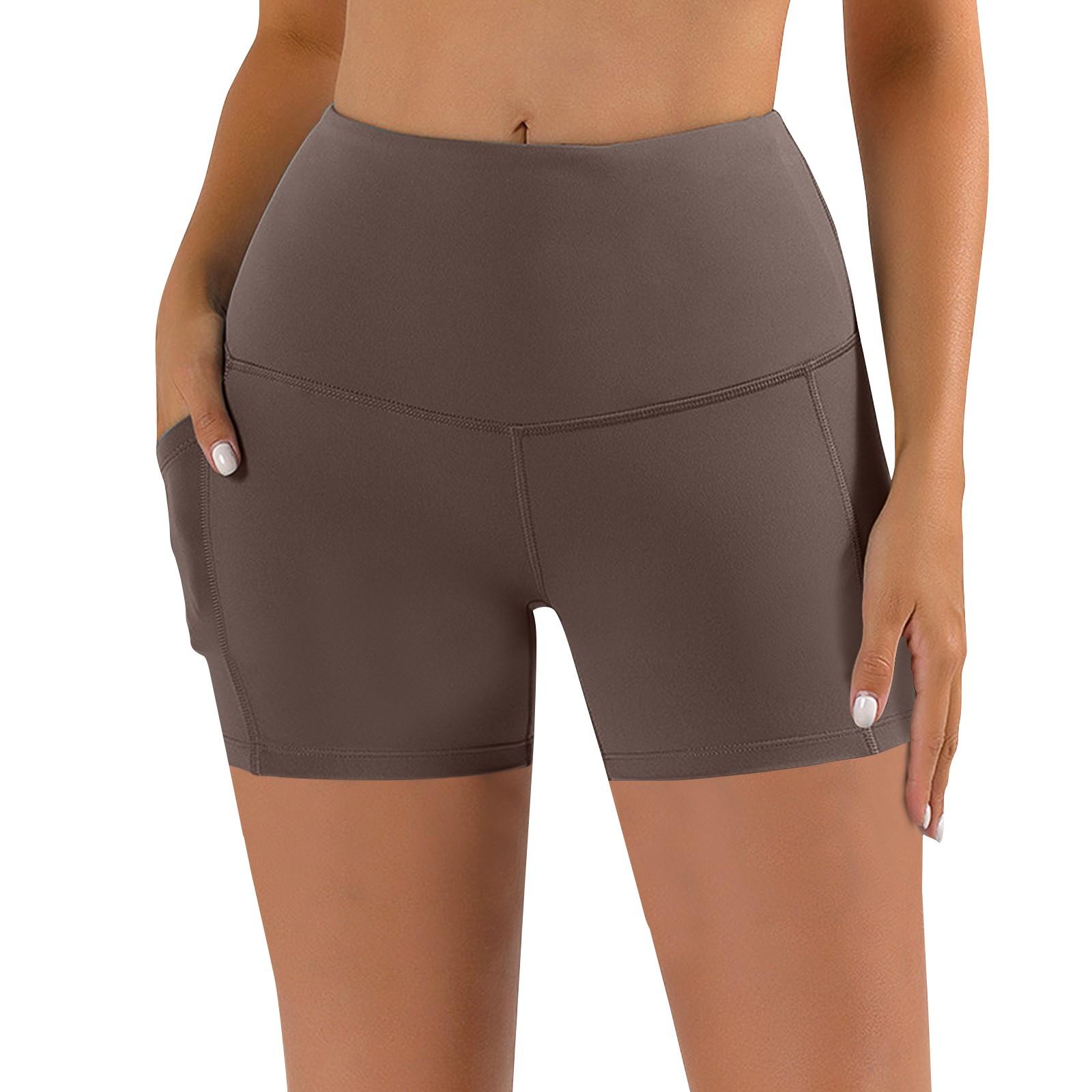 

Женские двухслойные брюки для йоги с тонкой высокой талией, подтягивающие живот M кофейный