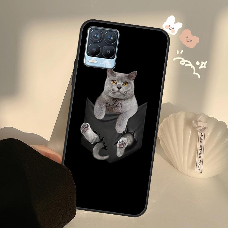 British Shorthair Cat Case For Realme C63 C61 C55 C51 C53 C25 C65 C67 C71 C75 11 12 13 14 15 Pro Plus GT6 GT7 Pro