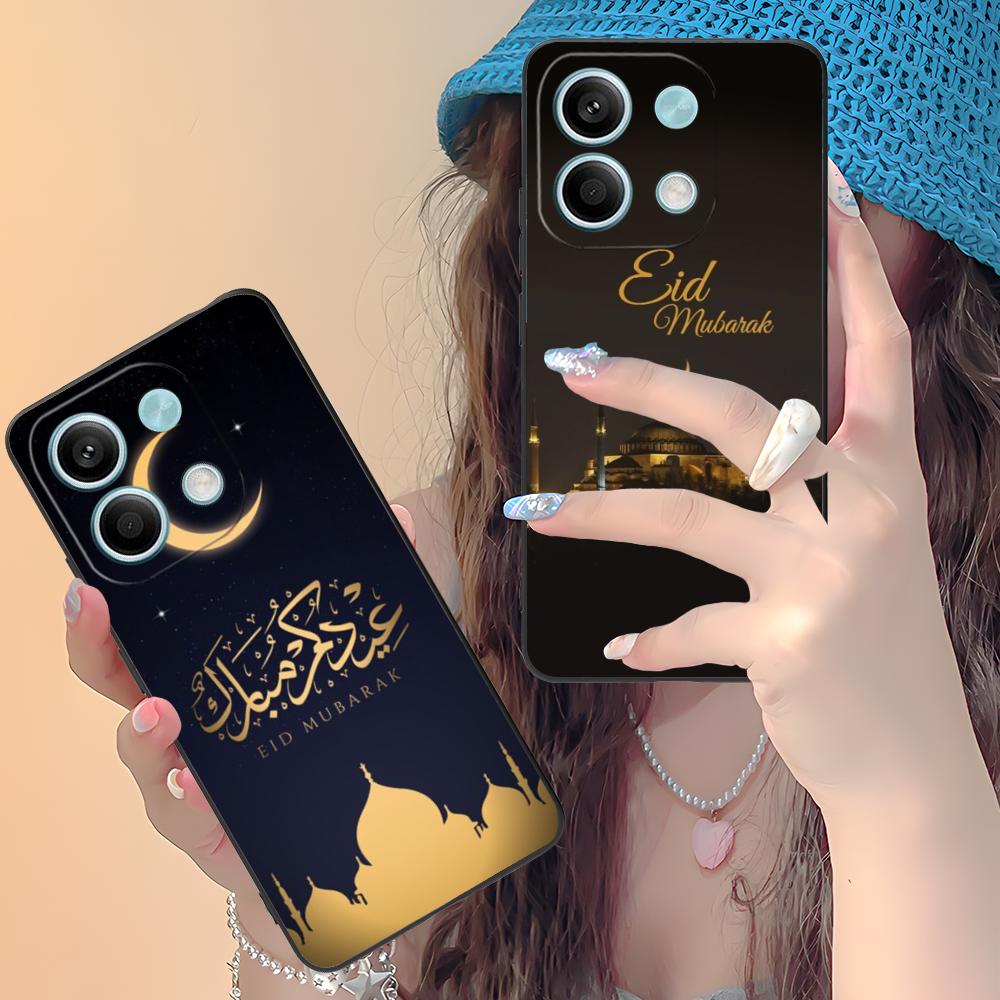 Eid Mubarak Mobilskal för Xiaomi Redmi Note 14 13 12 11 S Pro Plus 4G 5G Färgstarkt Tryckt Fodral Fodral Lyxigt Vackert