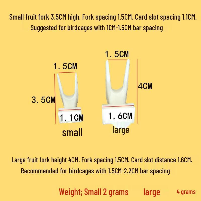 Birdcage Fruit Fork - Parrot & Myna Diet Accessory, Plastic Bird Supplies Utensil