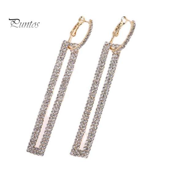 

1 пара женских серег, подвесные серьги с геометрическим рисунком, блестящие стразы, декор, выдалбливают, продолговатой формы, антиаллергенные украшения для ушей, ювелирные изделия для ушей, подарок для женщин золотистый