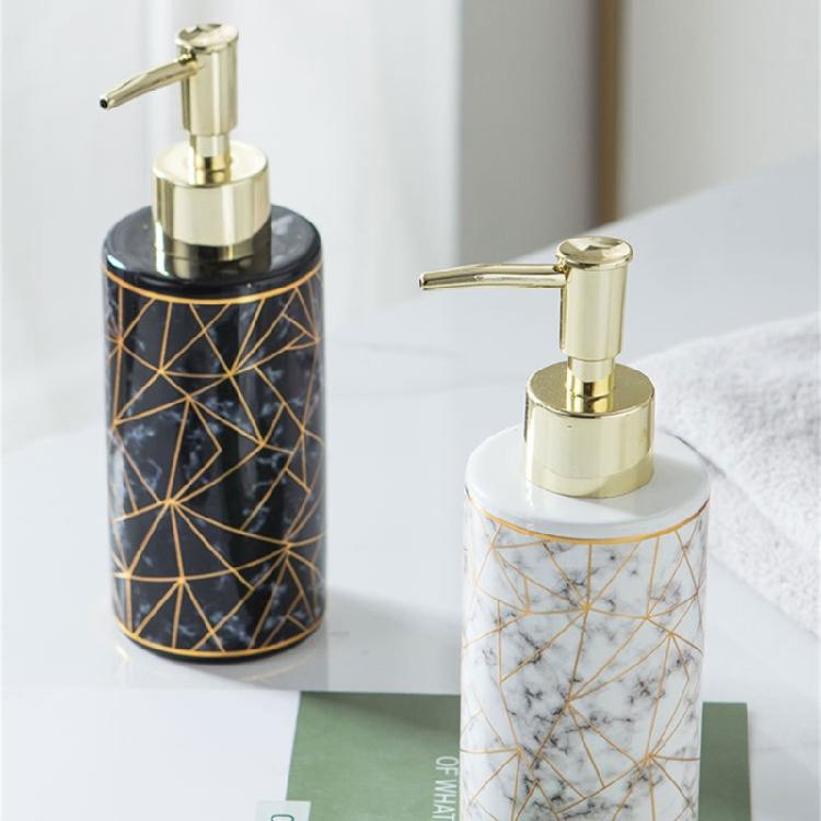 Stylish 300ml Marble Ceramic Soap Dispenser Bottle Empty Bottle Modern Bathroom Decors for Hand Sanitizer & Shampoo