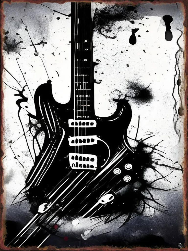 Rock Guitar Metal Tin Signs for Home Living Room Wall Art Decoration Club Bar Party Plaques Office Garage Bedroom Vintage Pos